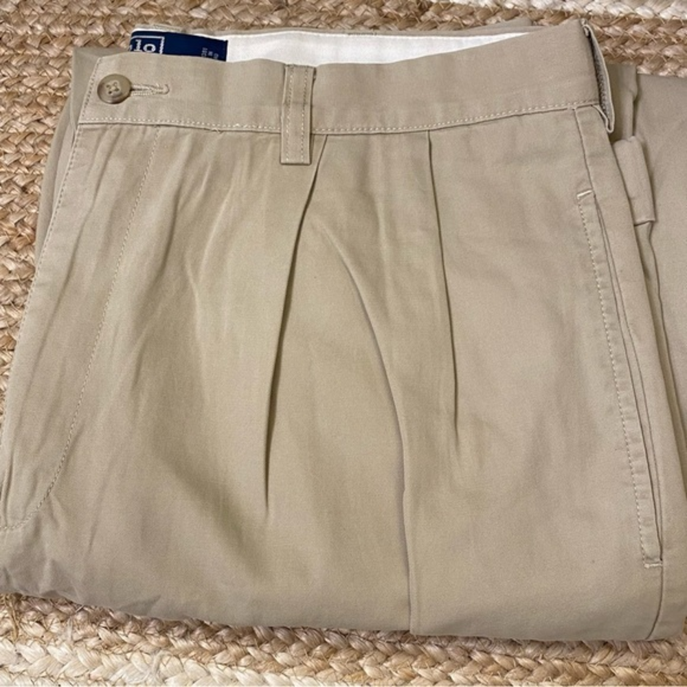 Polo by Ralph Lauren 100% Cotton‎ Khaki  Men’s 34/29 Pleated Cuffed Hammond Pant